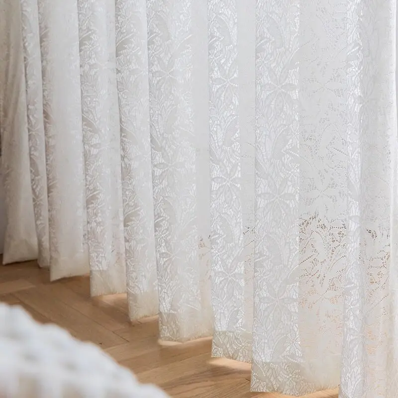 

Romantic White Lace Sheer Curtain for Living Room Luxury Voile Tulle Curtain for Bedroom Balcony Wedding Home Decoration S475#C