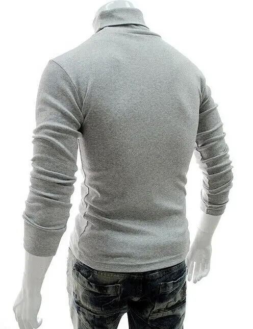 

Fashion New Hot Sale Men's Winter Warm Cotton High Neck Black Sweater Tops Turtelneck Sweater