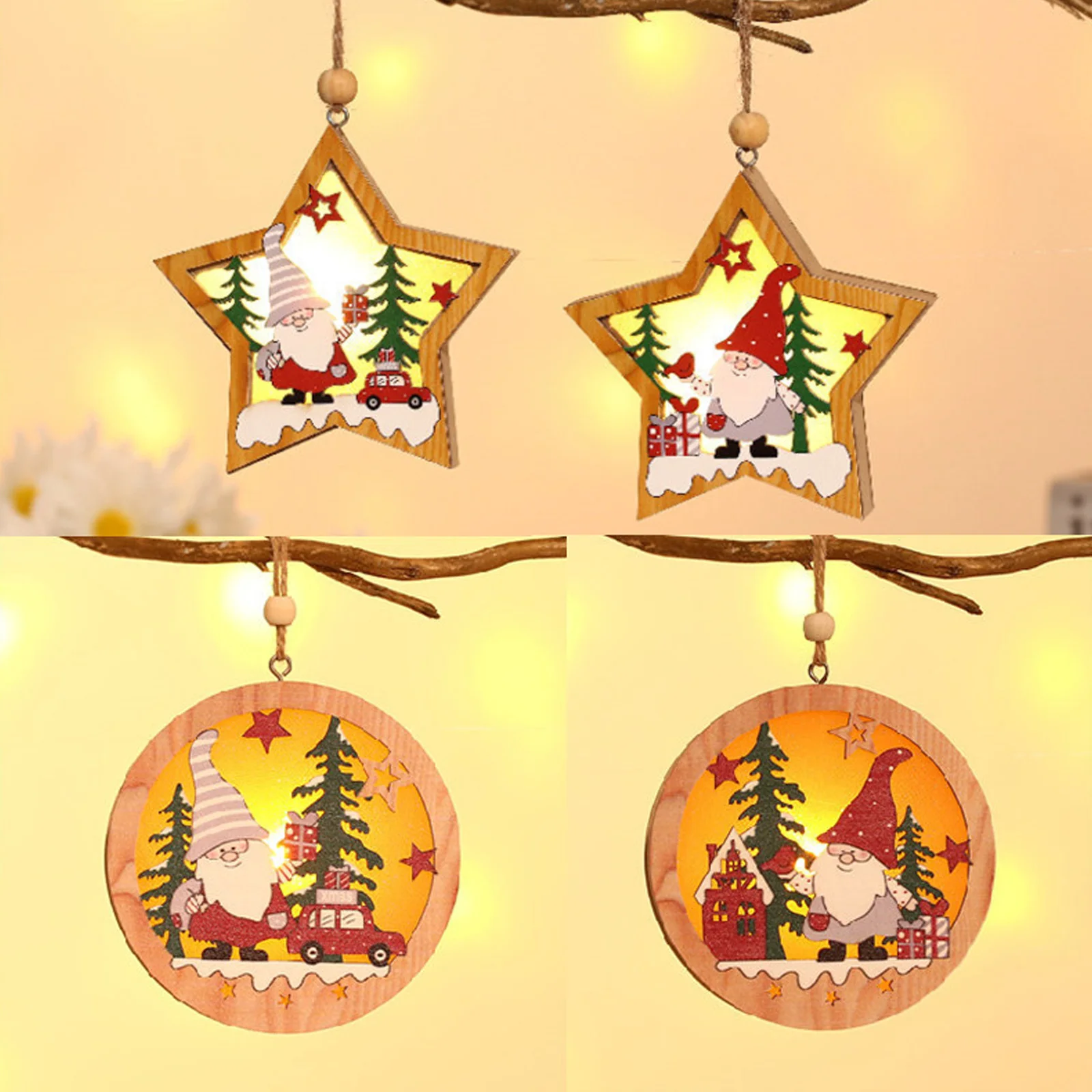 

Рождественское деревянное украшение, светящийся Санта-Клаус, снеговик, украшение для окон дома, отеля, настольные рождественские украшения