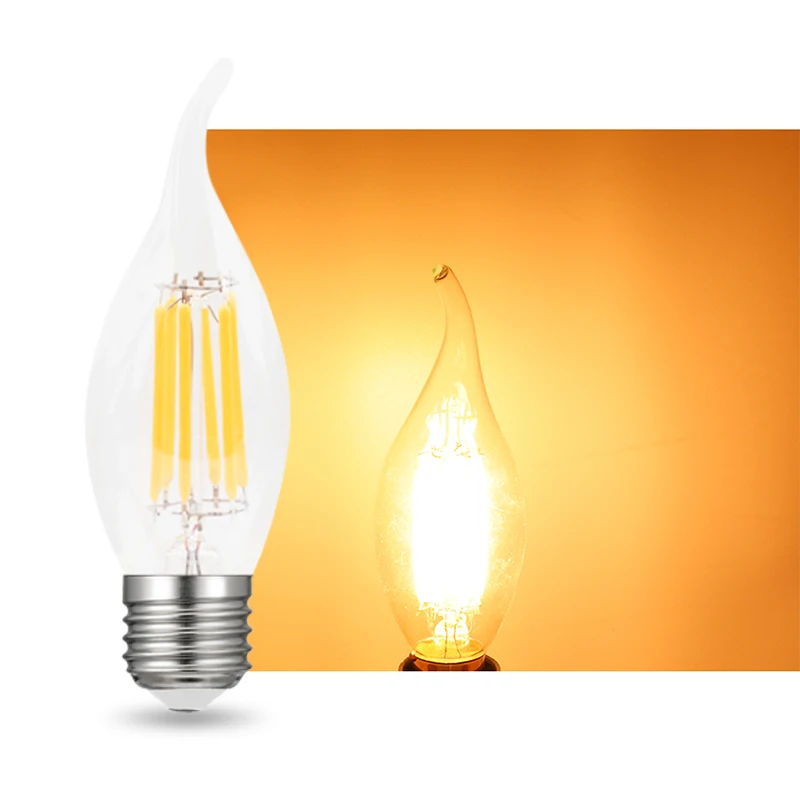 CLORNDSON с регулируемой яркостью 2 ватт 8 Вт Edison E26 E27 светодиодный лампы Ретро свечи