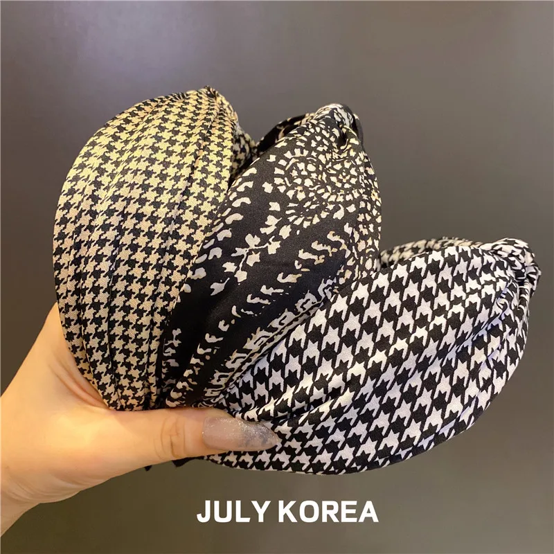 

Женская повязка на голову с рисунком «гусиная лапка», широкая повязка на голову в европейском стиле, ободок для волос, модные повязки для волос для женщин, аксессуары для волос, 2022