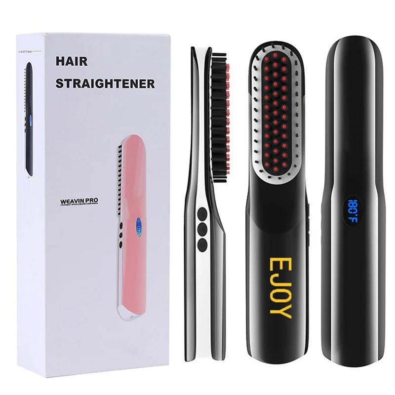 

Cordless Beard Straightener Hair Comb Brush Usb Rechargeable Wireless Anti Static Quick Heated Hair Straightening Styling Tools