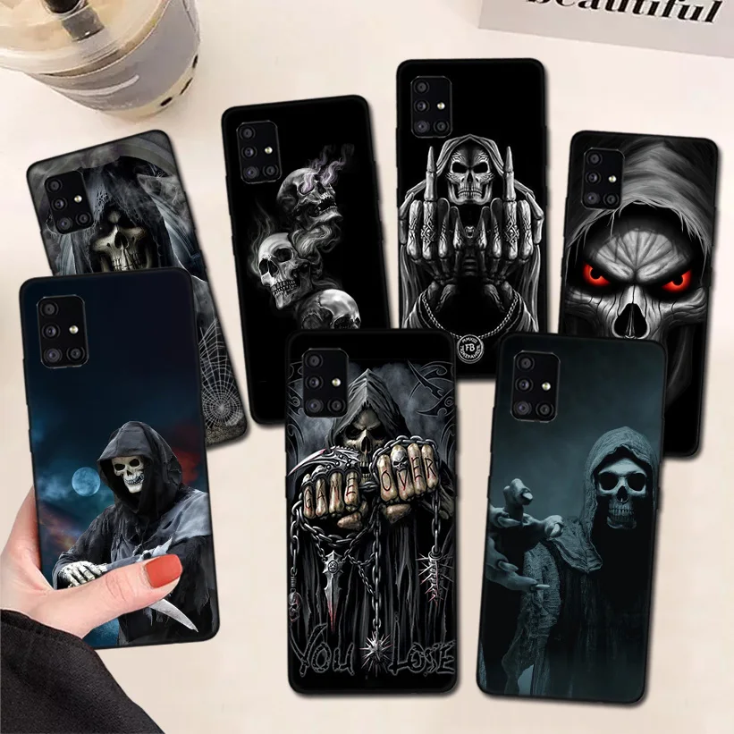 

Grim Reaper Skull Skeleton Phone Case For Samsung Galaxy A51 A71 A50 A70 A81 A91 A30 A40 A20E A10S A6 A7 A8 A9 Cover Coque Funda