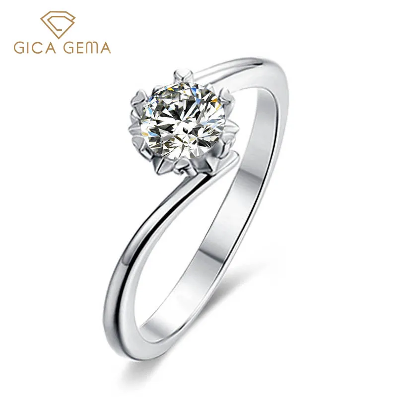 

GICA GEMA Twisted Snowflake Rings For Women 925 Sterling Silver Fine Jewelry Fashion 0.5Ct Moissanite Diamond Engagement Gifts