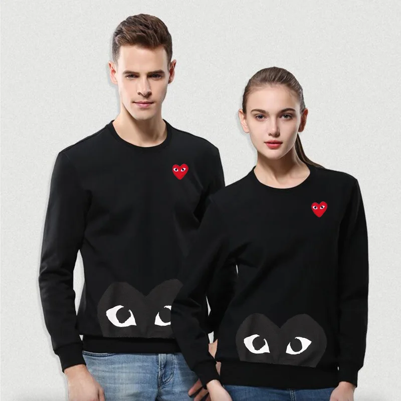 Свитер для родителей и детей осень-зима с мультяшной вышивкой сердечки круглый