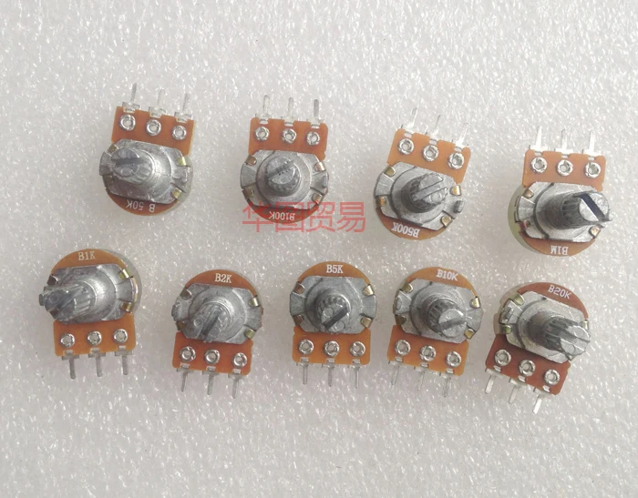 

5pcs WH148 Linear Potentiometer 15mm Shaft With Nuts And Washers 3pin WH148 B1K B2K B5K B10K B20K B50K B100K B500K