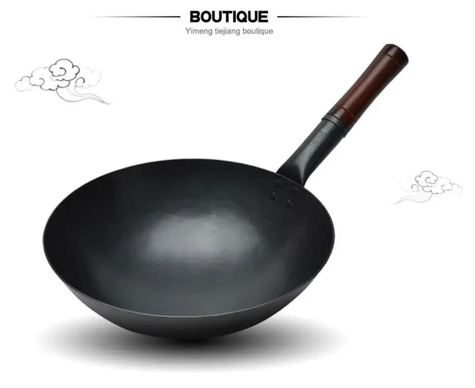Железная кастрюля в китайском стиле газовая плита из чистого железа с деревянной