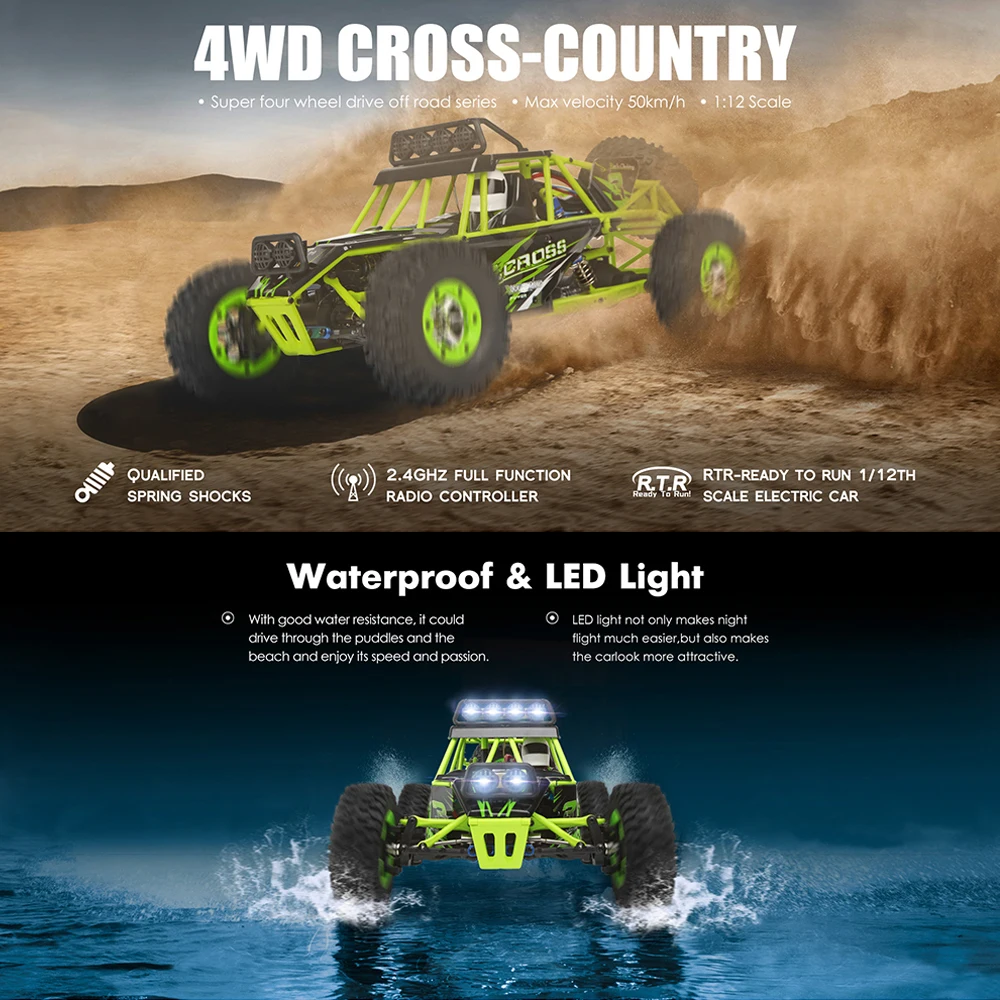 WLtoys 12402a 12428 12429 1:12 RC автомобиль Рок Гусеничный 50 км/ч 4WD Электрический