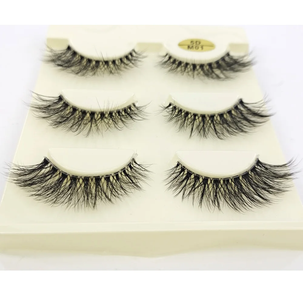 Mink Hair Eyelashes reusable Natural 3D Messy Popular False Eyelash Full Strip Extension Transparent wide stem | Красота и здоровье