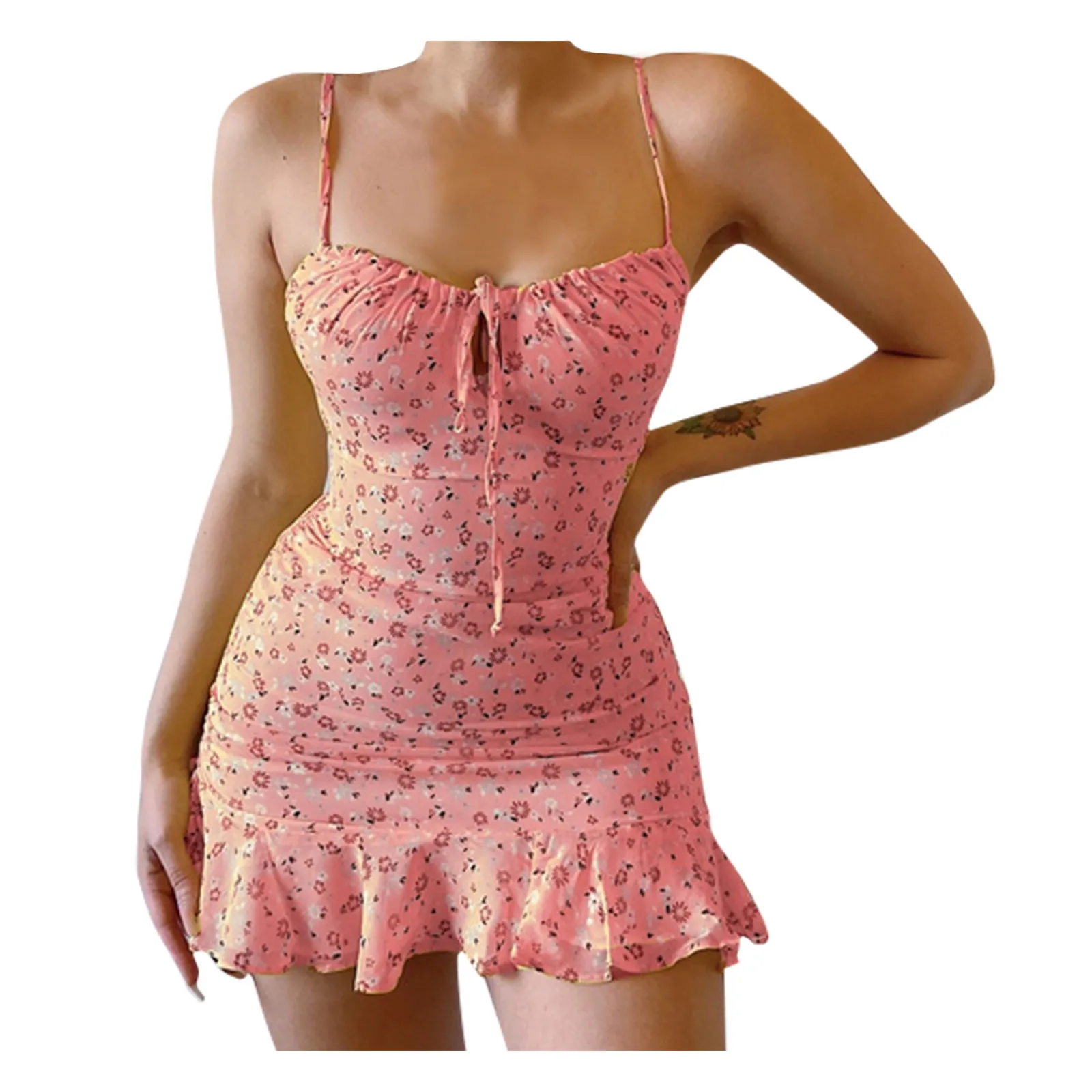 

New Women's Fashion Floral Spaghetti Strap Mini Dress Summer Casual Dress Female Sexy Suspender Buttocks Skirt dresses for women