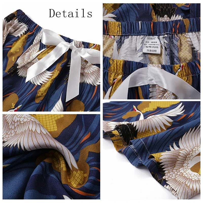 

JULY'S SONG Sleep Bottoms Summer Viscose Female Homewear Sleep Pants Floral Print Pajamas Pants Wide-Leg Comfortable Elastic