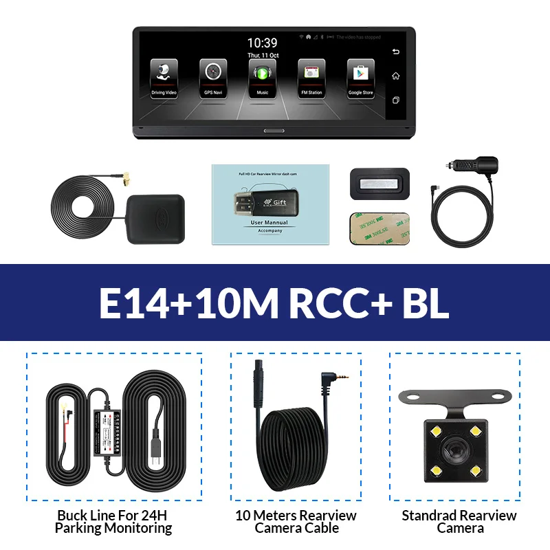 E-ACE E14 Автомобильные видеорегистраторы 4G Android 8,0 дюймов видеорегистратор 1080P видео рекордер gps навигация ADAS Dashcam с камерой заднего вида авто Dvr