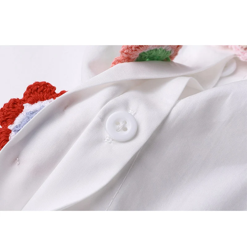 Женская блузка с длинным рукавом винтажная Повседневная белая на пуговицах