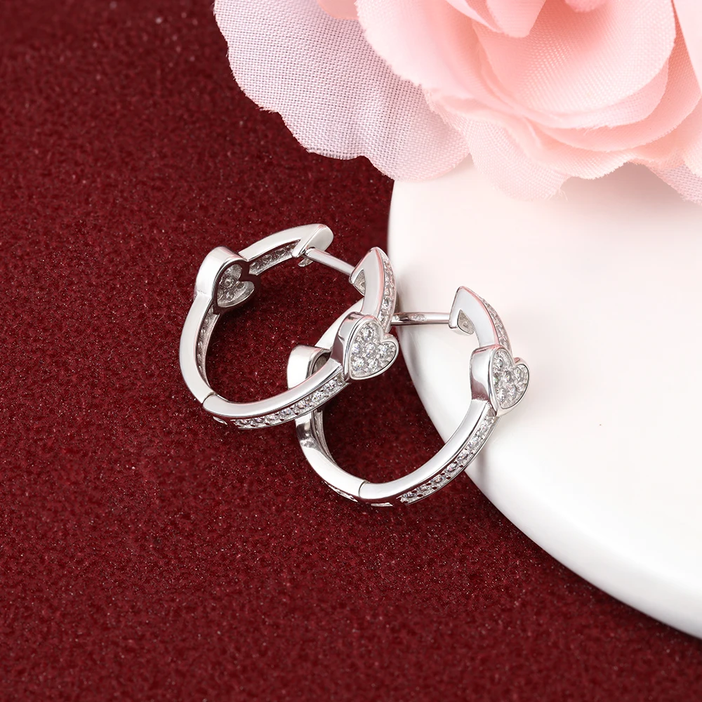 JewelOra, однотонные 925 пробы, серебряные серьги-гвоздики для женщин, серебро 925, ювелирное изделие для женщин, кубический цирконий, серьги в форме сердца и листьев для девочек
