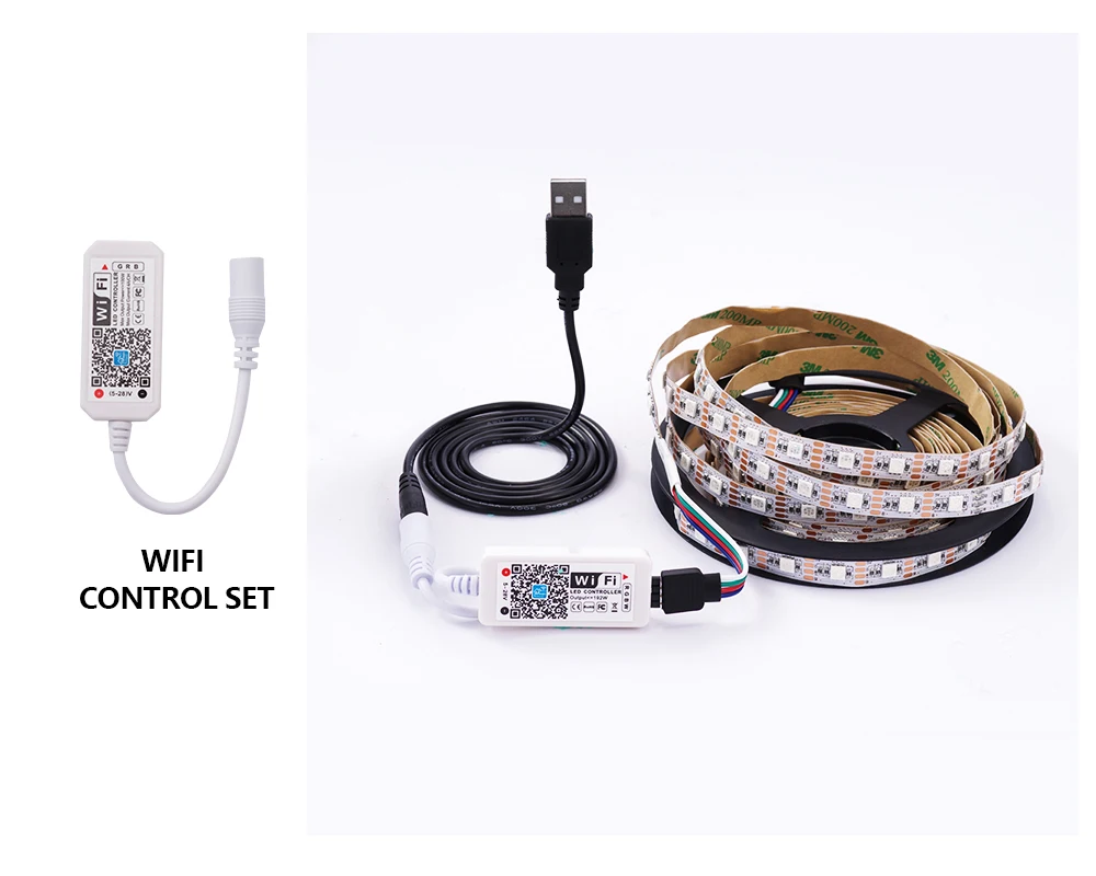 LUCKY светодиодный 5 в светодиодный USB ТВ ПОДСВЕТКА светодиодный светильник водонепроницаемая лента 5050 SMD Гибкая RGB лента с пультом дистанционного управления 24 ключа 3 ключа Wifi