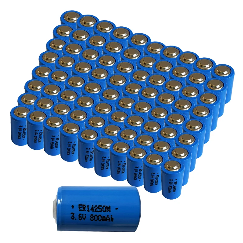 

100PC New ER14250M high quality lithium battery LS14250 1/2AA 3.6V PLC electronic equipment lithium batteries High magnification