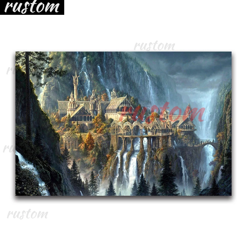 

Rustom Square 5D DIY Diamond Color Embroidery Home Soft Decoration Mosaic Landscape Art Set Diamond Painting Palace Landscape