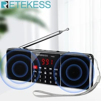 retekess tr602 digital portable radio am fm bluetooth speaker stereo mp3 player tfsd card usb drive handsfree call led display