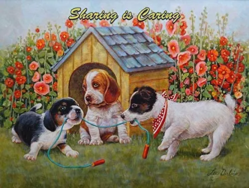 

Retro Vintage Sharing is Caring Three Puppies Playing Home Bar Pub Kitchen Restaurant Wall Deocr Plaque Signs 12x8 Inch