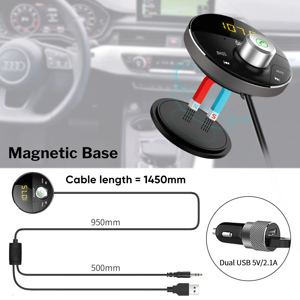 Новый автомобильный комплект Bluetooth 4 1 адаптер громкой связи AUX аудиоприемник mp3