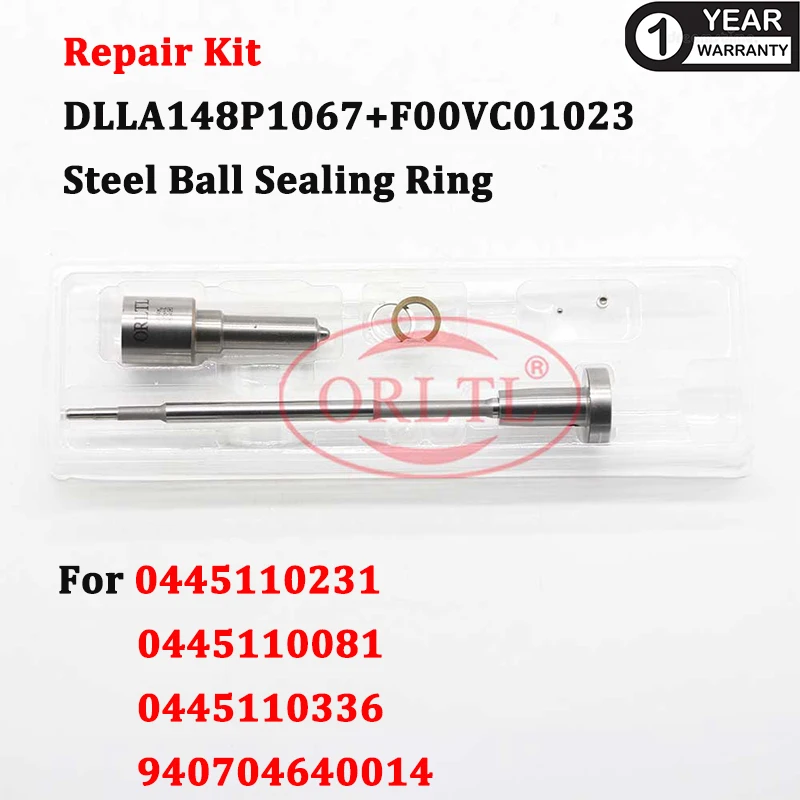 

Diesel CR Injector Repair Kits VALVE F00VC01023 Nozzle DLLA148P1067 (0433171693) For 0445110081 0445110336 0445110231