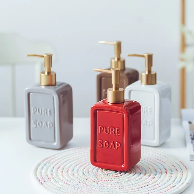 

Ceramic Hand Sanitizer Bottle Hotel Club Shampoo Shower Gel Sub Bottling Press Bottle