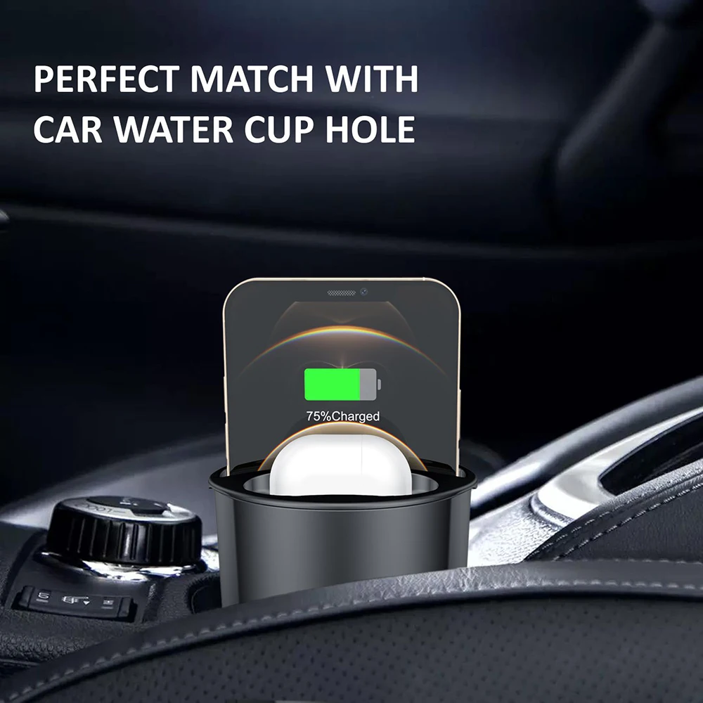 Cargador r&aacute;pido QI para coche inal&aacute;mbrico, taza para IPhone 12 11 Pro Max XS XR 8 Plus, soporte de carga inal&aacute;mbrica para Samsung S21 S20/Note10-0