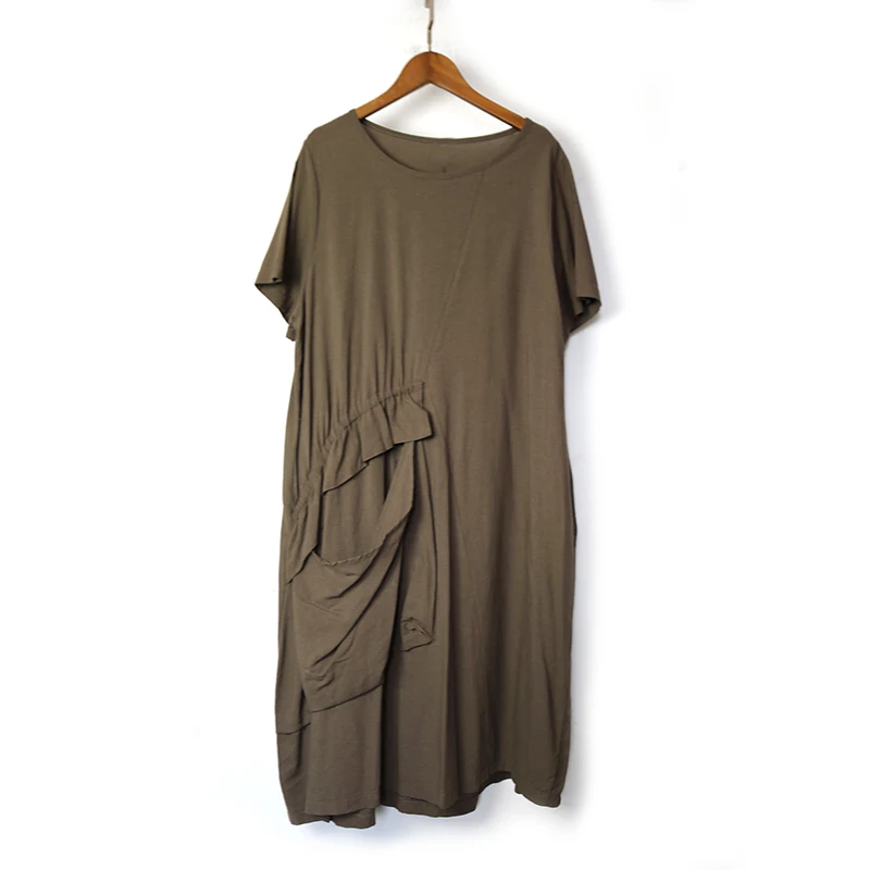 

210530 Short Sleeve Plus Size Cotton and Linen Vintage Dress For Women Casual Loose Mide Women Summer Dress Elegant Clothes 2021