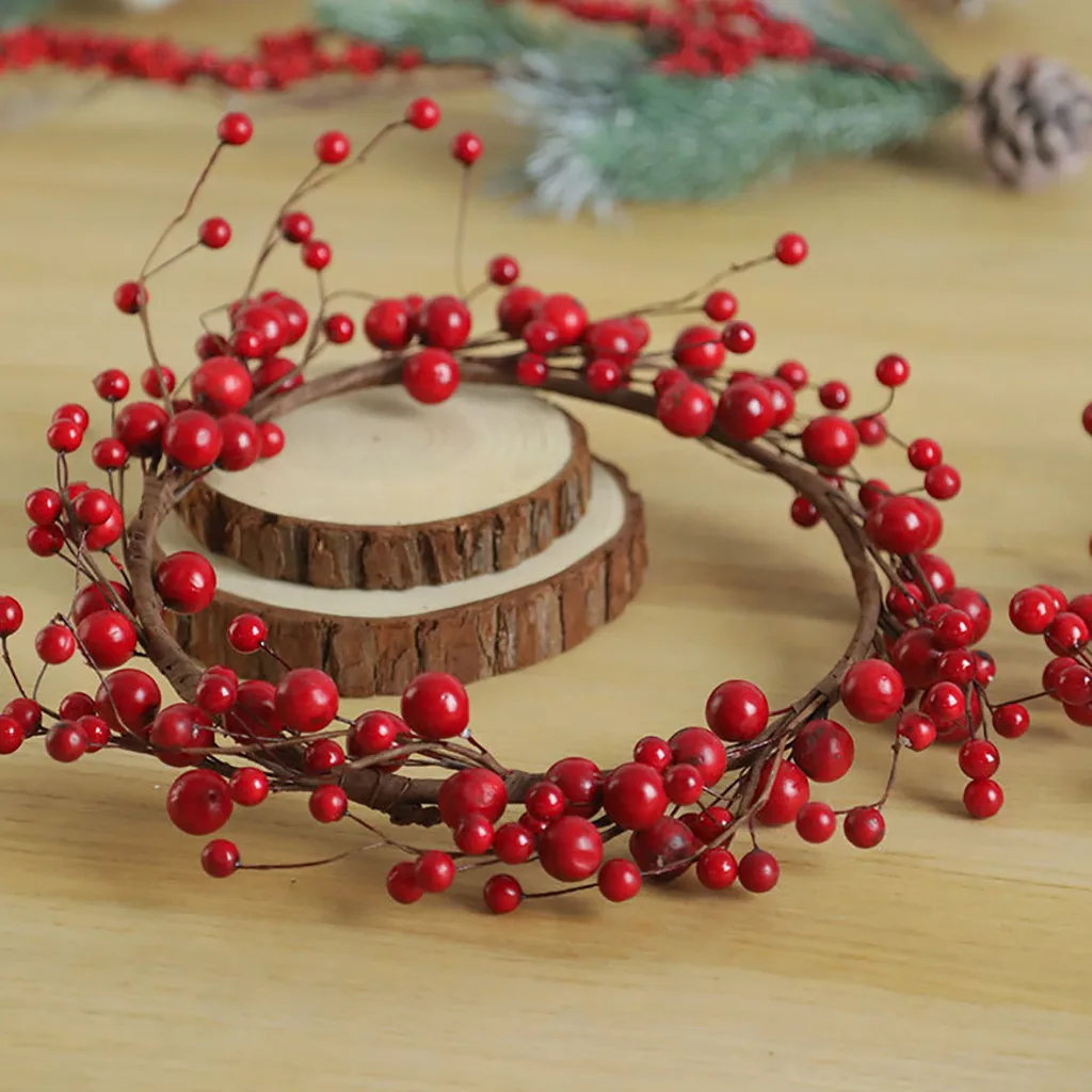 

#40 20/30cm Red Berries Christmas Wreath Red Wreath Hanging Christmas Decoration Christmas Decorations For Home Navidad