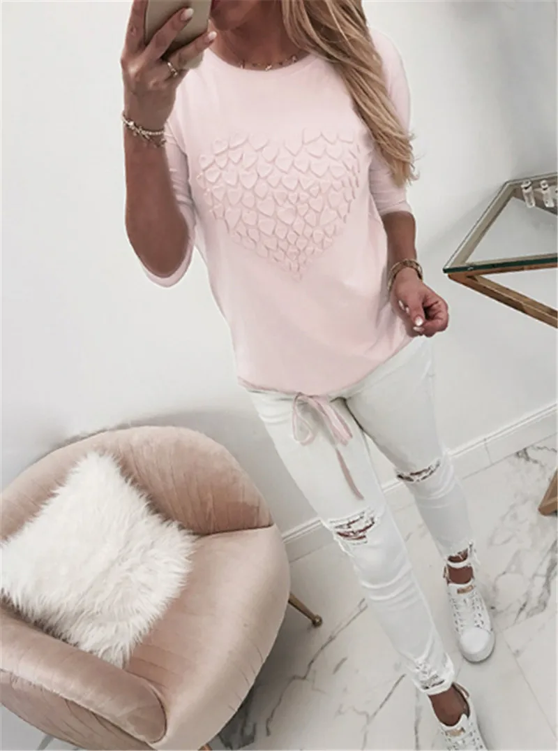 Женская однотонная Толстовка с длинным рукавом круглым вырезом | одежда