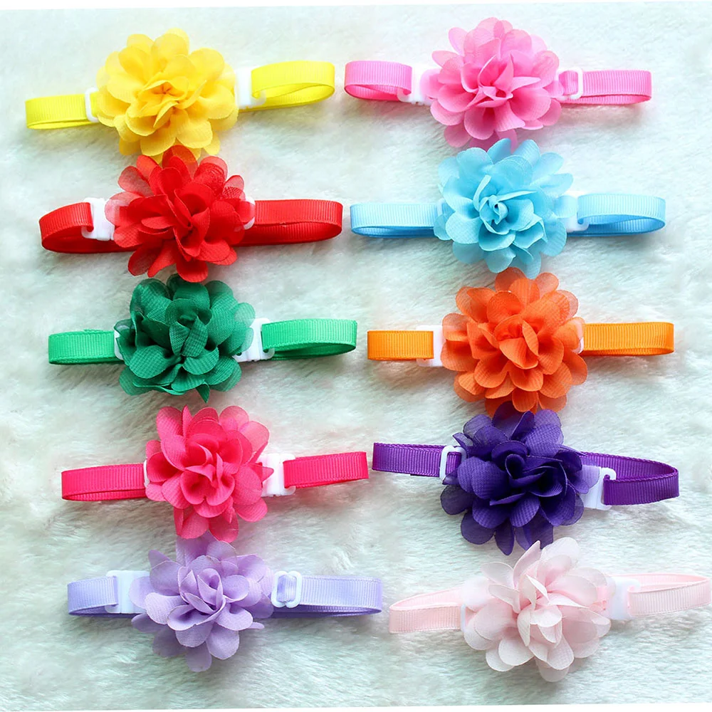 

Adjustable Chiffon dog flower tie, pet bow, dog accessories, beauty products, 50 pieces.