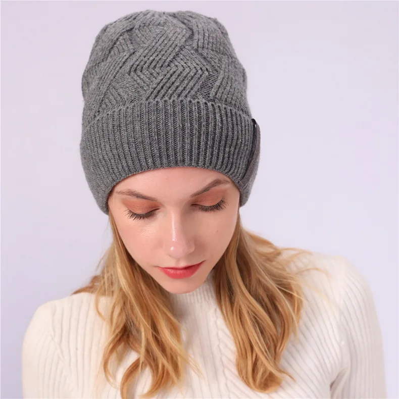 NUZADA брендовые зимние вязанные шапочки Skullies шапочки шапки s мужские женские шерстяные плюс бархатные со стразами шапка с наушниками уличные лыжные теплые шапки