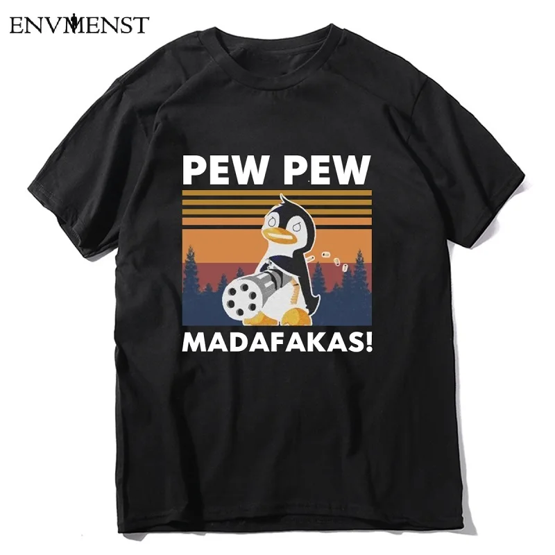 Мужская хлопковая футболка Penguins Pew Madafakas винтажная Футболка с забавными