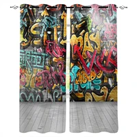 graffiti wall windows curtains for living room bedroom decorative kitchen curtains drapes treatments