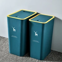 desktop trash can small mini garbage can plastic dustbin with press cover for home office ts1 household merchandises