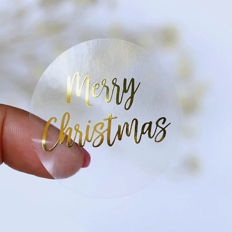 

Personalized wedding text logo, self-adhesive label, clear and transparent white text logo, waterproof sticker, gold foil paper