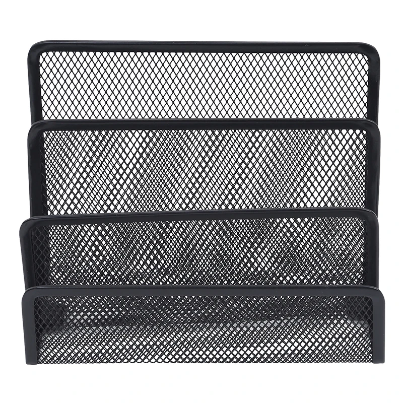 

Three Layers Black Bookend Envelope Holder Office Storage Supplies Notepad Home High Quality Storage Rack