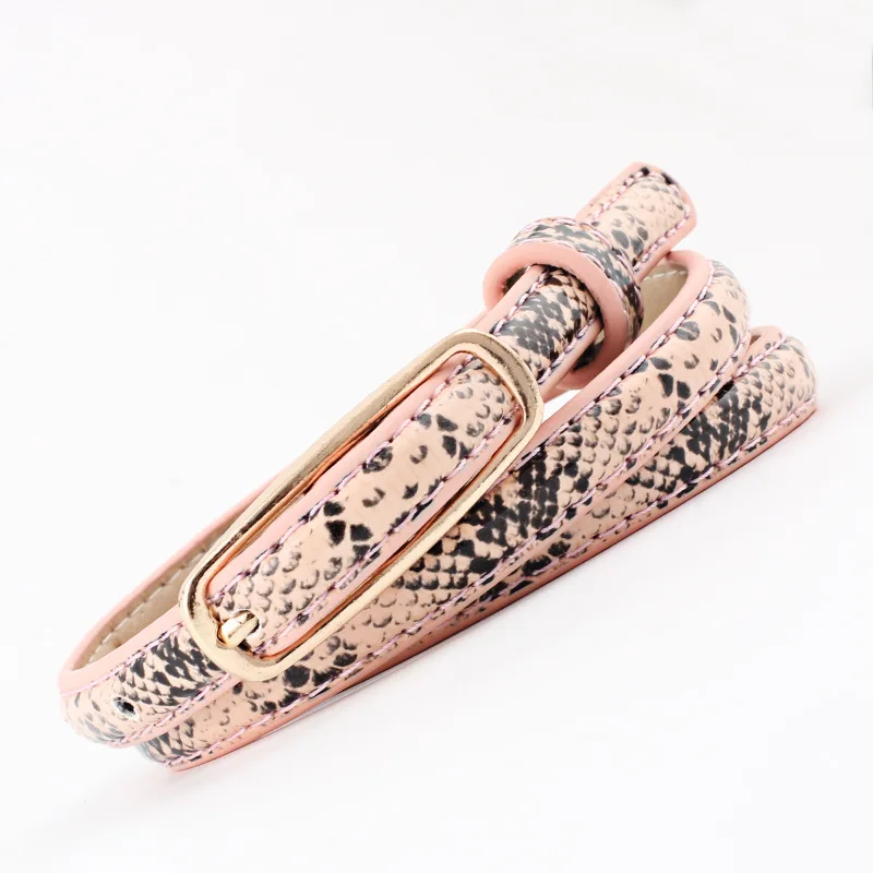 1 см широкий черный белый Змеиный узкий PU кожаный женский ремень Золотой