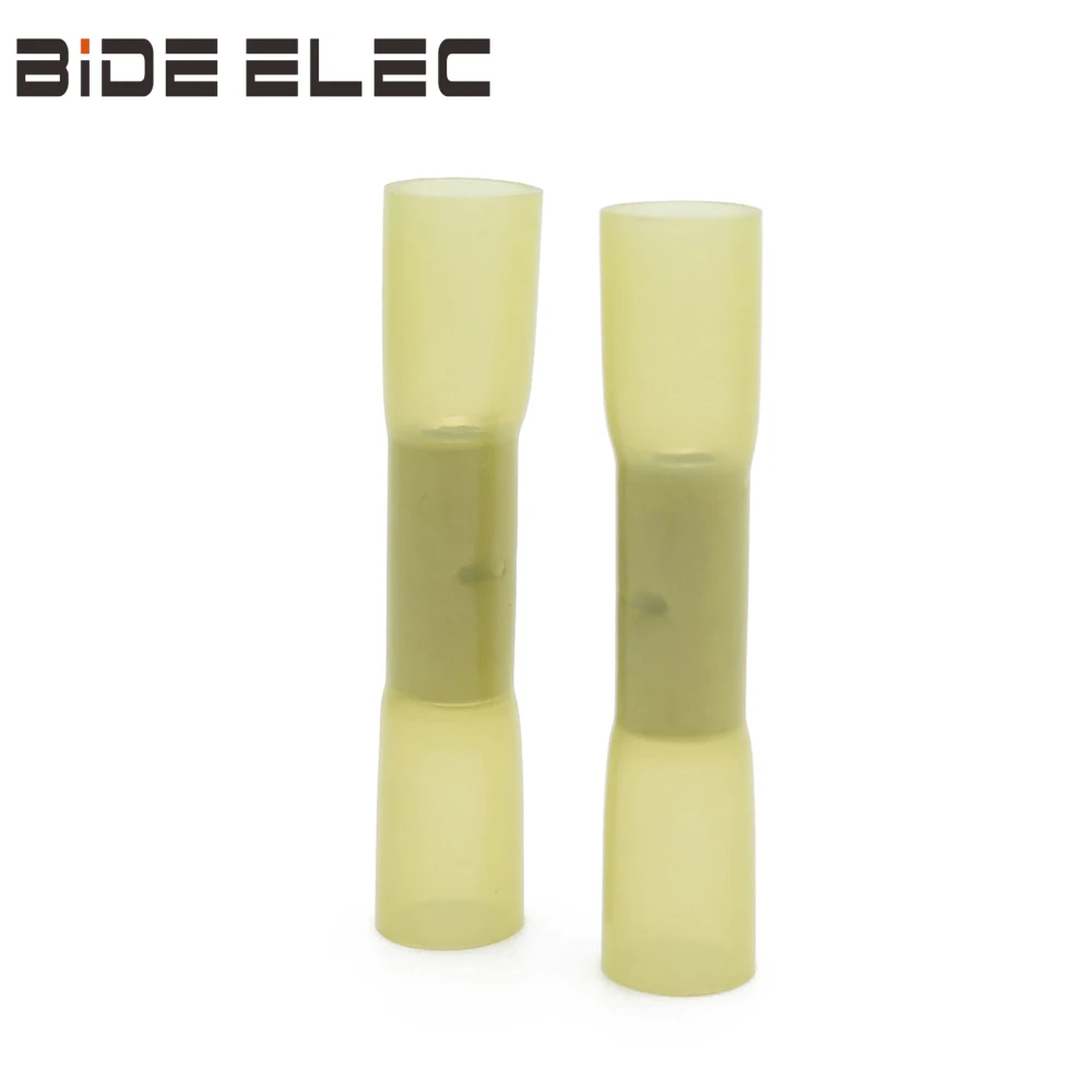 100 шт. желтые термоусадочные изолированные стыковые соединители