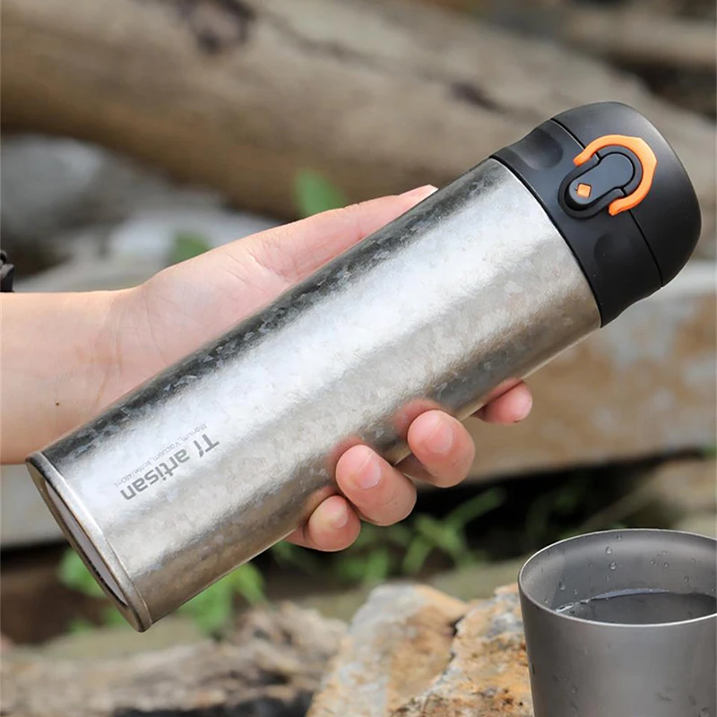 저렴한 480ml 보온병 컵 티타늄 진공 플라스크 보온병 절연 대용량 휴대용 야외 캠핑 음주 도구