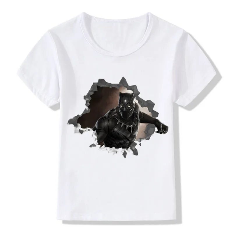 Модные детские футболки с изображением черной Пантеры забавные летние для
