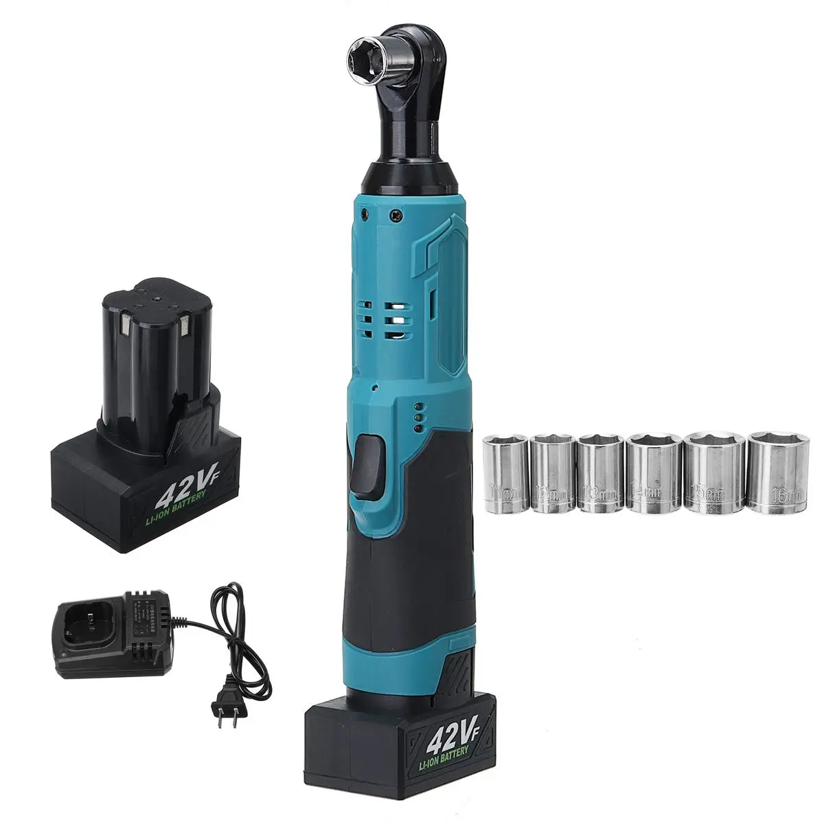 

100Nm Electric Wrench 3/8" Cordless ratchet wrench Input 25.2V Rechargeable auto repair tools Right Angle Wrench 8000mah Battery