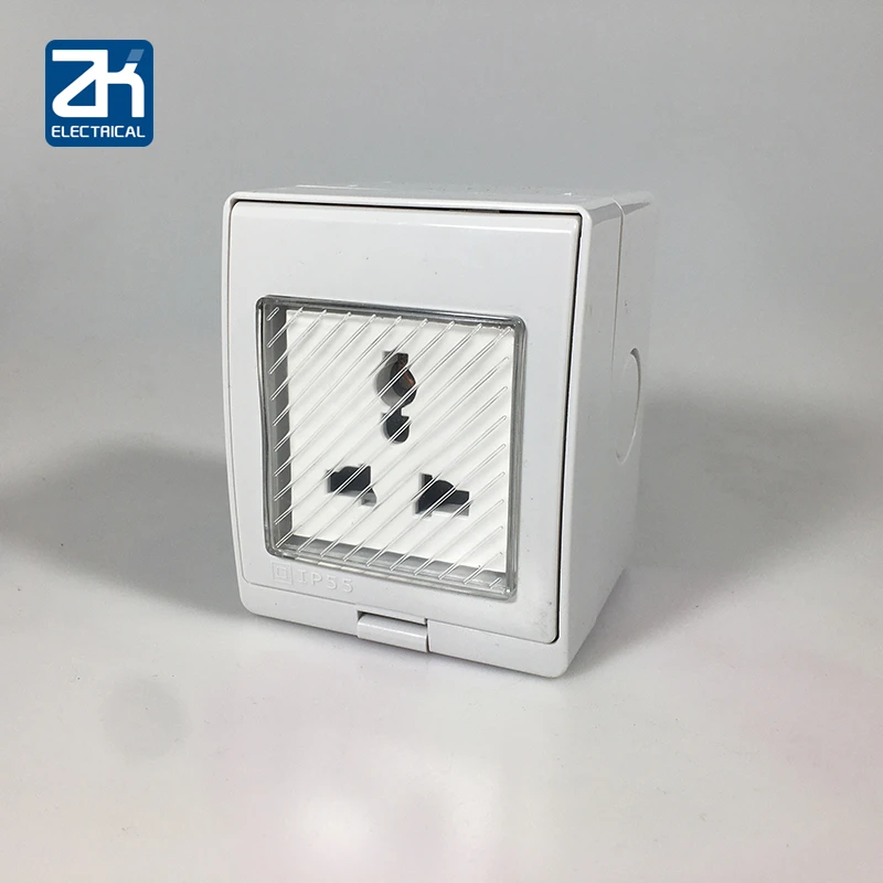 

Outdoor IP55 Waterproof Socket Dust-proof Universal Standard Power Socket Wall Electrical Outlet With Cover 16A 250V