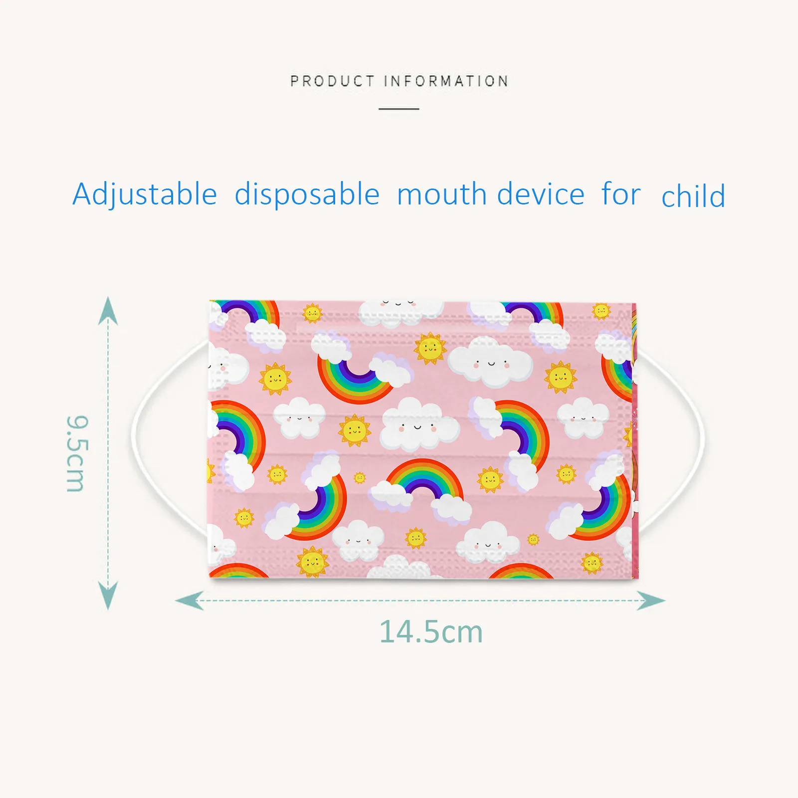 

Child Mask Cute Rainbow Print Disposable Face Mask 3 Ply Breathable Print Kids Mask Dustproof Protective Mask Earloop Cover R2