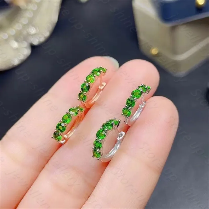 

Natural Diopside S925 Earrings Are Suitable Fine Fashion Jewelry For Women's Wedding And Party Free Shipping