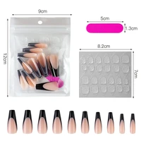 20 pcs french nail black tips full cover false nails easy to use artificial reusable casual wear ballet fake nails tips 10 sizes