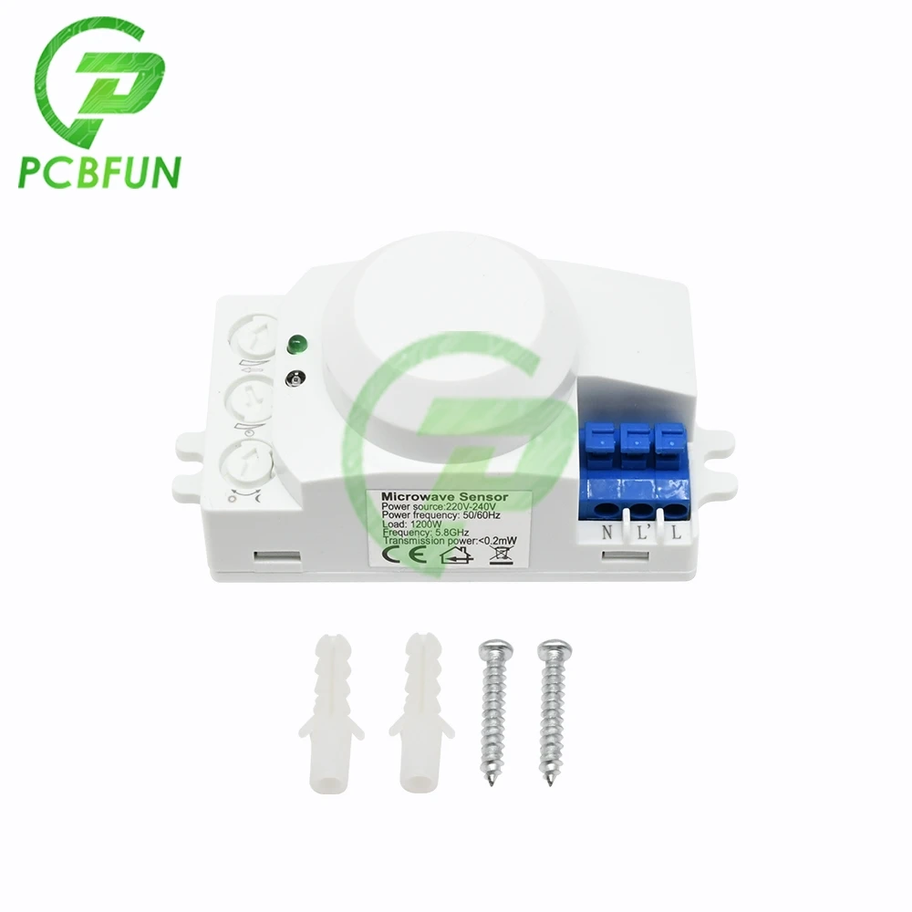 5.8GHz Microwave Radar Sensor Switch AC 220V 240V 5.8GHz CW Radar Microwave Movement Motion Detector Sensor Switch for Indoors