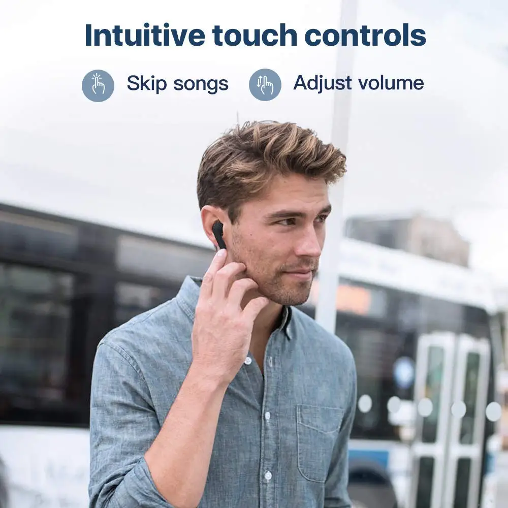 Бесплатные красные беспроводные наушники-вкладыши TicPods, Bluetooth наушники, 18hr аккумулятор, быстрая зарядка, IPX5, водонепроницаемый, эргономичный дизайн