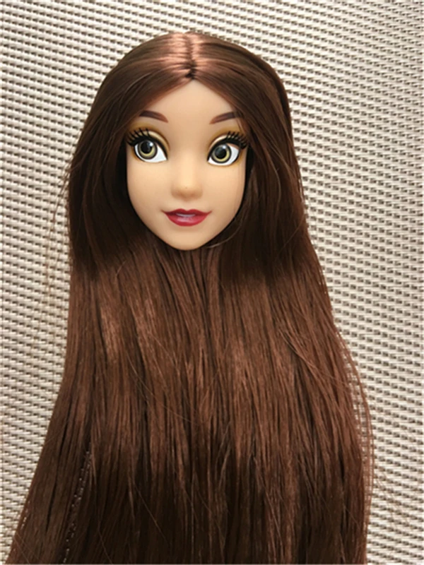 Оригинальная Кукольная голова принцессы лысая укорененные волосы жасмин Белль