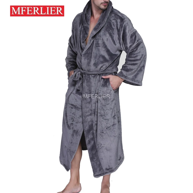 

Autumn Winter Men Bathrobe 10XL 9XL 8XL 7XL 6XL Bust 150cm Warm Plus Size Sleepwear Pajama